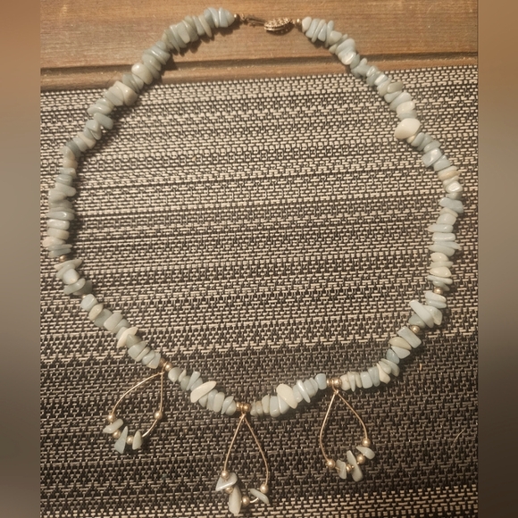 VTG.LARIMAR&STERLING ARTISAN NECKLACE.HANGS BEAUTIFULLY! - Picture 1 of 4